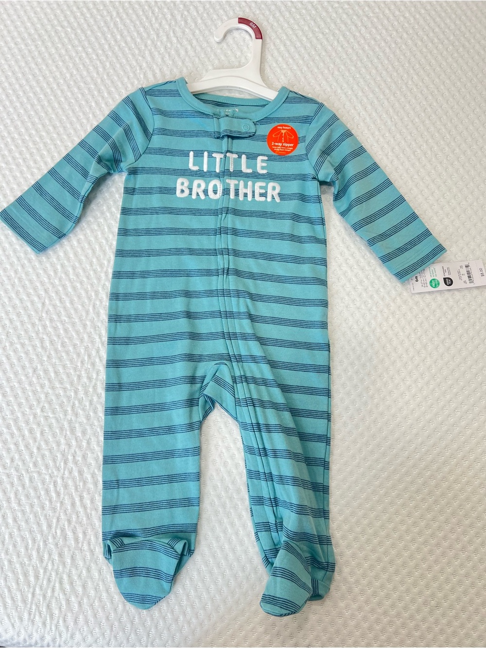 Carter’s Little Brother Teal Stripe Footed One-Piece